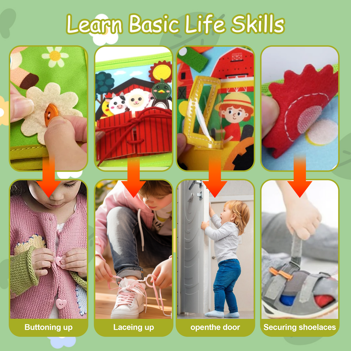 BIGODY Montessori Busy Book & Busy Board Sensory Educational Toy for 1 Year Old Toddlers, Learning Activity Toys for Boys Girls 1-3 Years Old