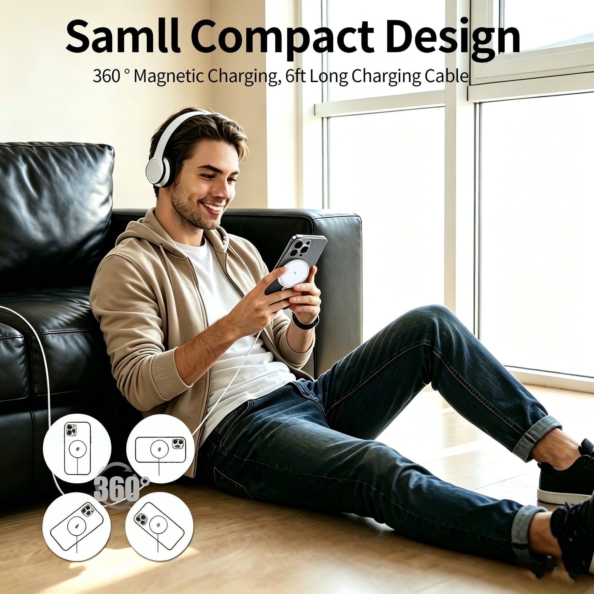 Magneticr Wireless Charging for iPhone 17, Fast Wireless Charger Compatible with iPhone 17 Air Pro Max/16/15/14/13/12 Series, Samsung Galaxy S25, AirPods, USB & USB C Dual Ports, White
