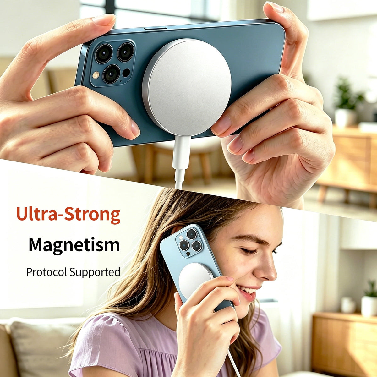 Magneticr Wireless Charging for iPhone 17, Fast Wireless Charger Compatible with iPhone 17 Air Pro Max/16/15/14/13/12 Series, Samsung Galaxy S25, AirPods, USB & USB C Dual Ports, White